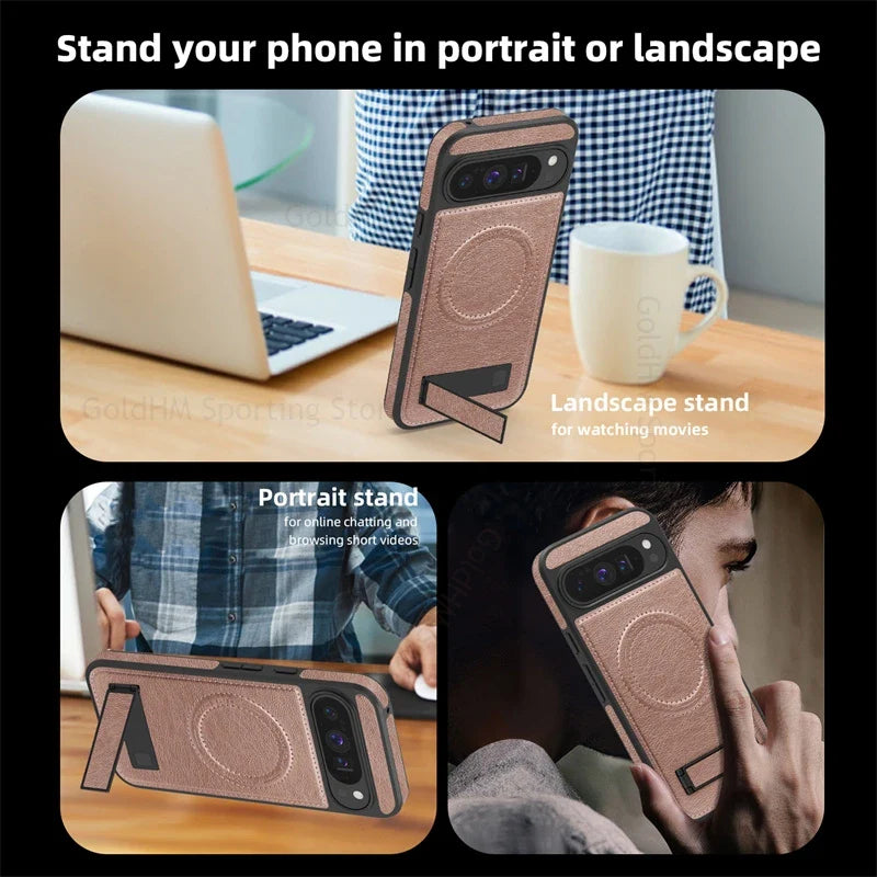 Leather Magnetic Case with Stand for Google Pixel 10