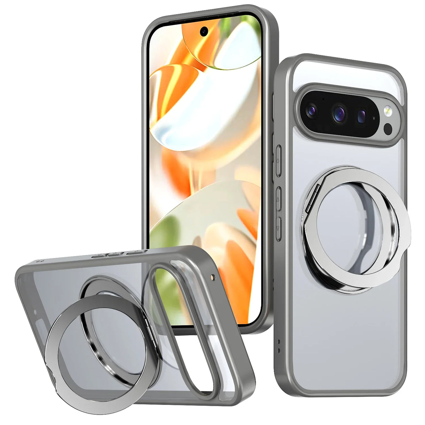 Clear Magnetic Ring Kickstand Case for Google Pixel 10 / 9