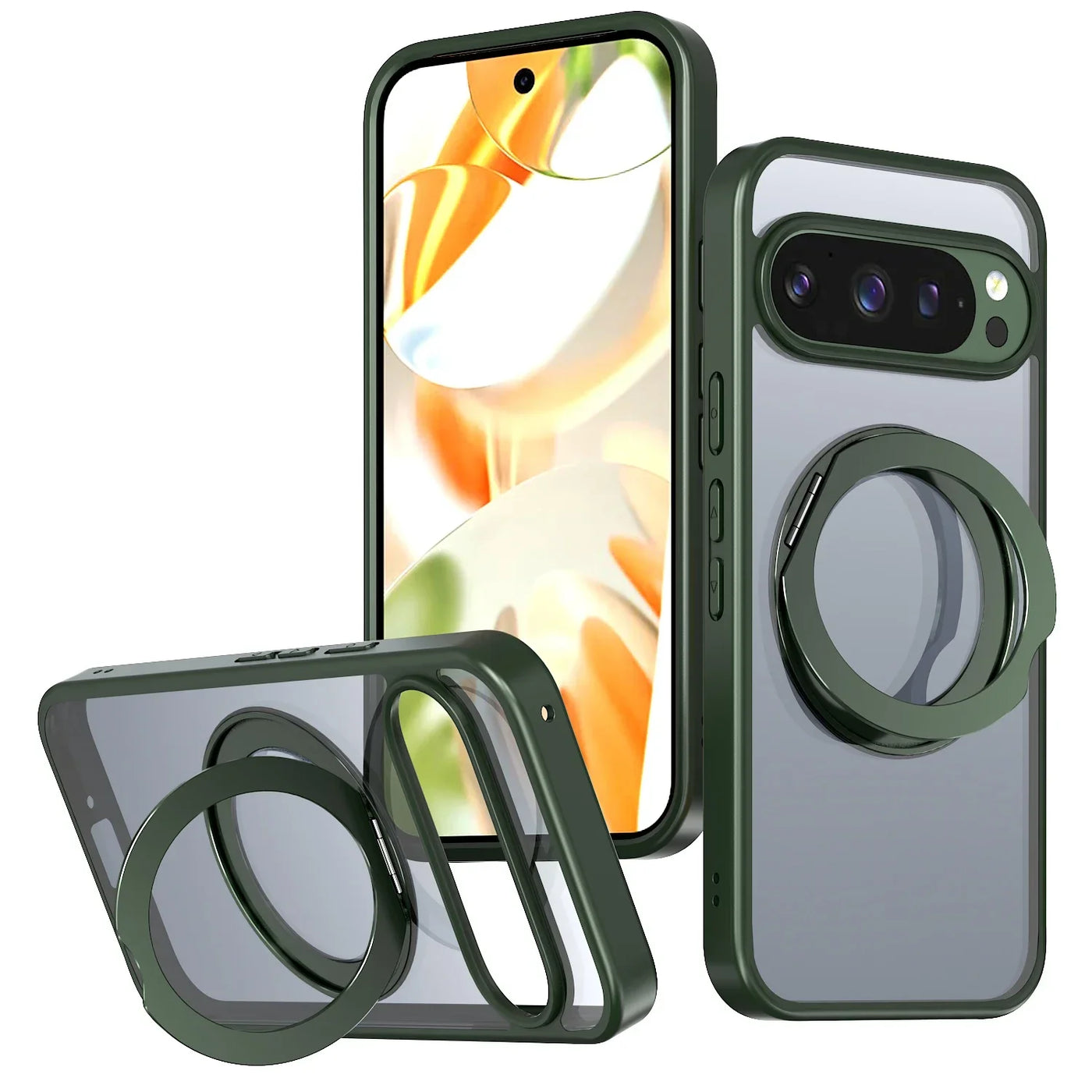 Clear Magnetic Ring Kickstand Case for Google Pixel 10 / 9
