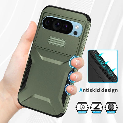 Rugged Armor Case with Slide Camera for Google Pixel 10 / 9 / 8