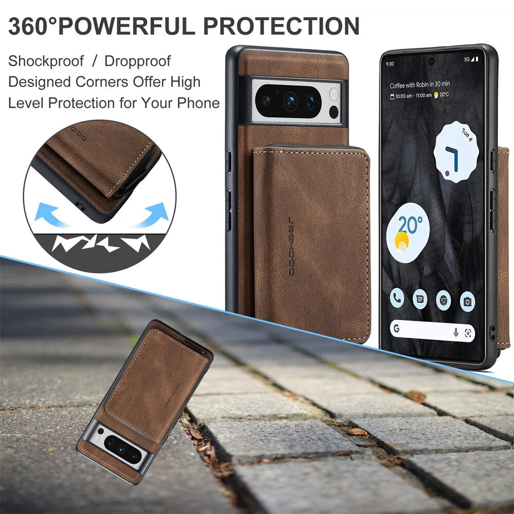 Luxury Magnetic Leather Case with Detachable Wallet for Google Pixel 8 Series - The Pixel Store