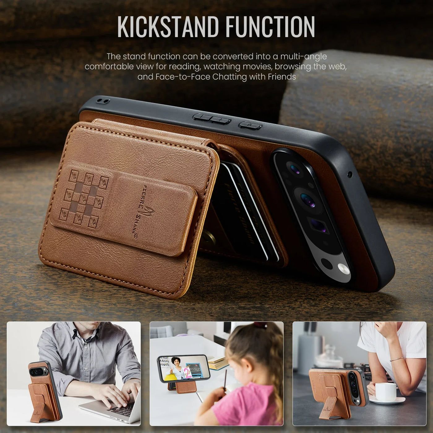Leather Case with Detachable Magnetic Wallet For Pixel Series - The Pixel Store