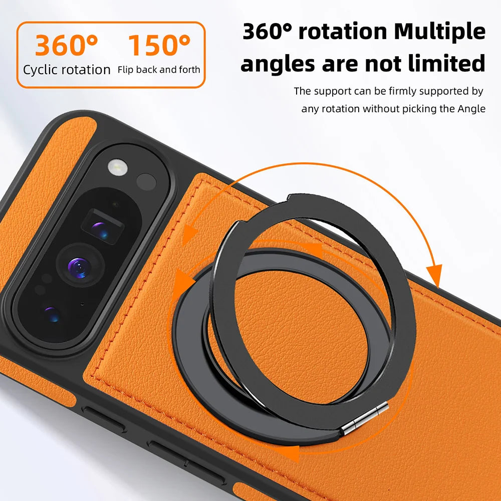Leather Ring Case with Stand for Google Pixel 10 / 9 / 8