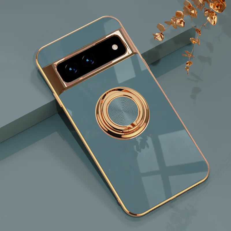 Luxury Electroplating Case with Ring Holder for Google Pixel 8 / 8 Pro