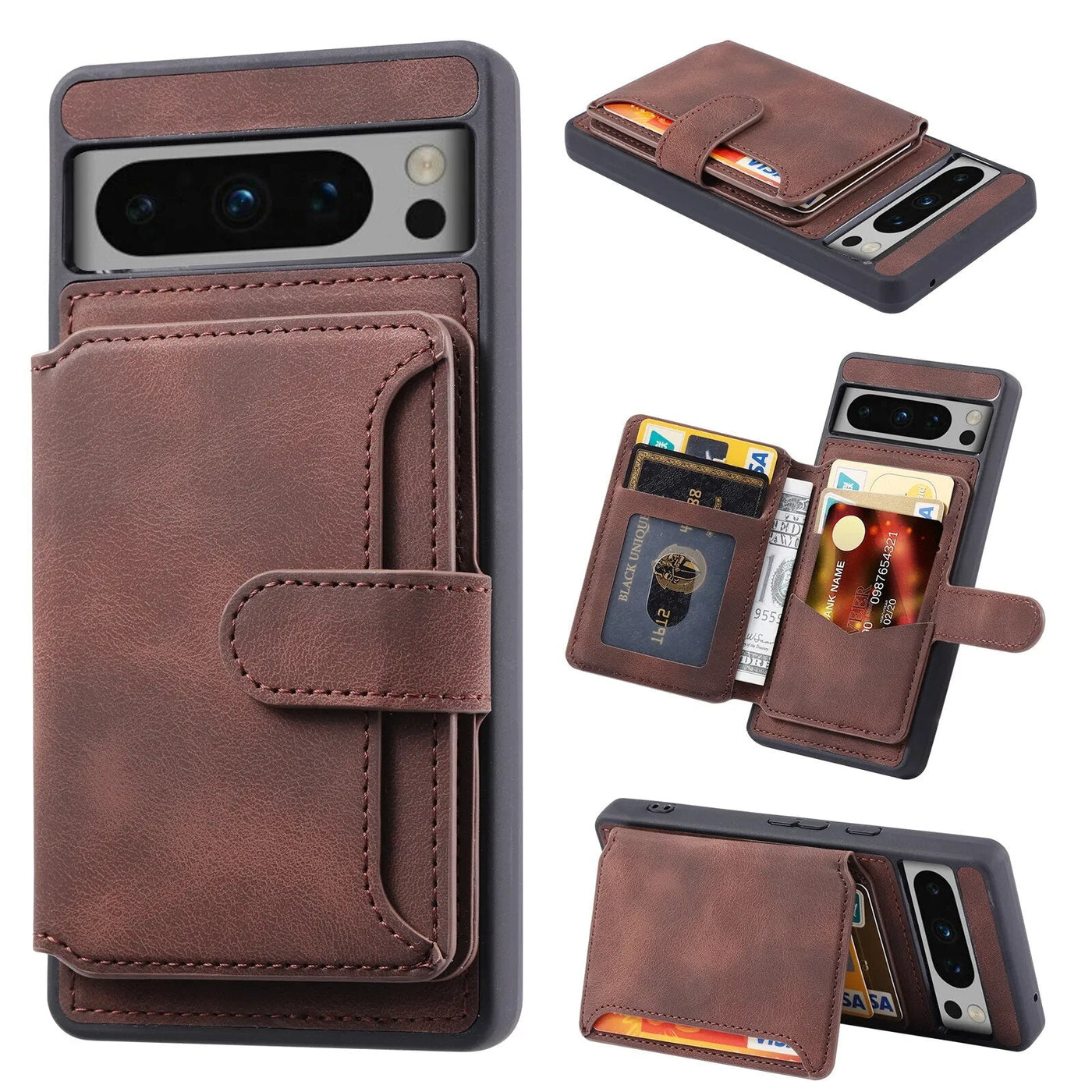 Shockproof Leather Wallet Case For Google Pixel 8 Series - The Pixel Store