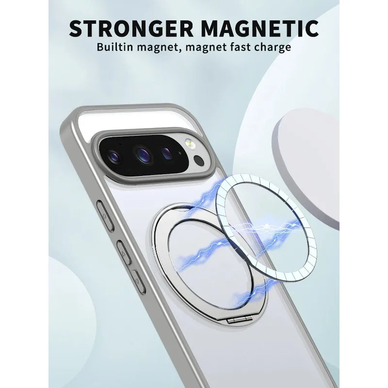 Clear Magnetic Ring Kickstand Case for Google Pixel 10 / 9