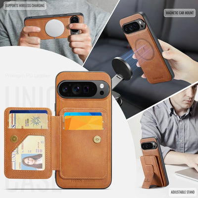 Leather Case with Detachable Magnetic Wallet For Pixel Series - The Pixel Store