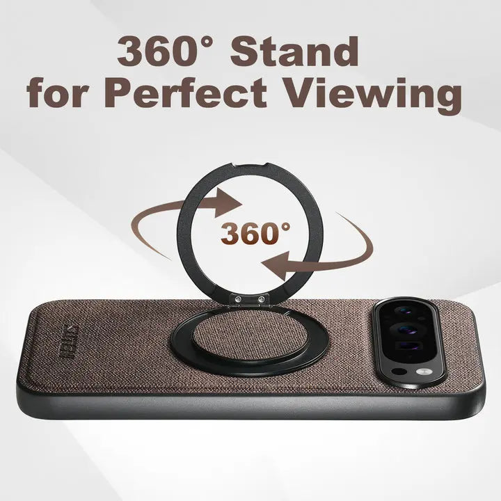 Leather Magnetic Ring Stand Case for Google Pixel 10 / 9 / 8