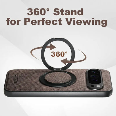 Leather Magnetic Ring Stand Case for Google Pixel 10 / 9 / 8