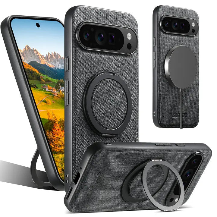 Leather Magnetic Ring Stand Case for Google Pixel 10 / 9 / 8