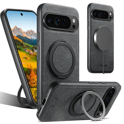 Leather Magnetic Ring Stand Case for Google Pixel 10 / 9 / 8