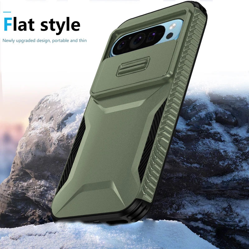 Rugged Armor Case with Slide Camera for Google Pixel 10 / 9 / 8