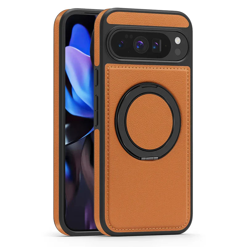 Leather Ring Case with Stand for Google Pixel 10 / 9 / 8
