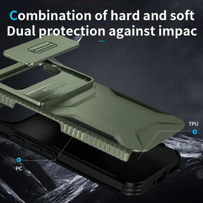 Rugged Armor Case with Slide Camera for Google Pixel 10 / 9 / 8