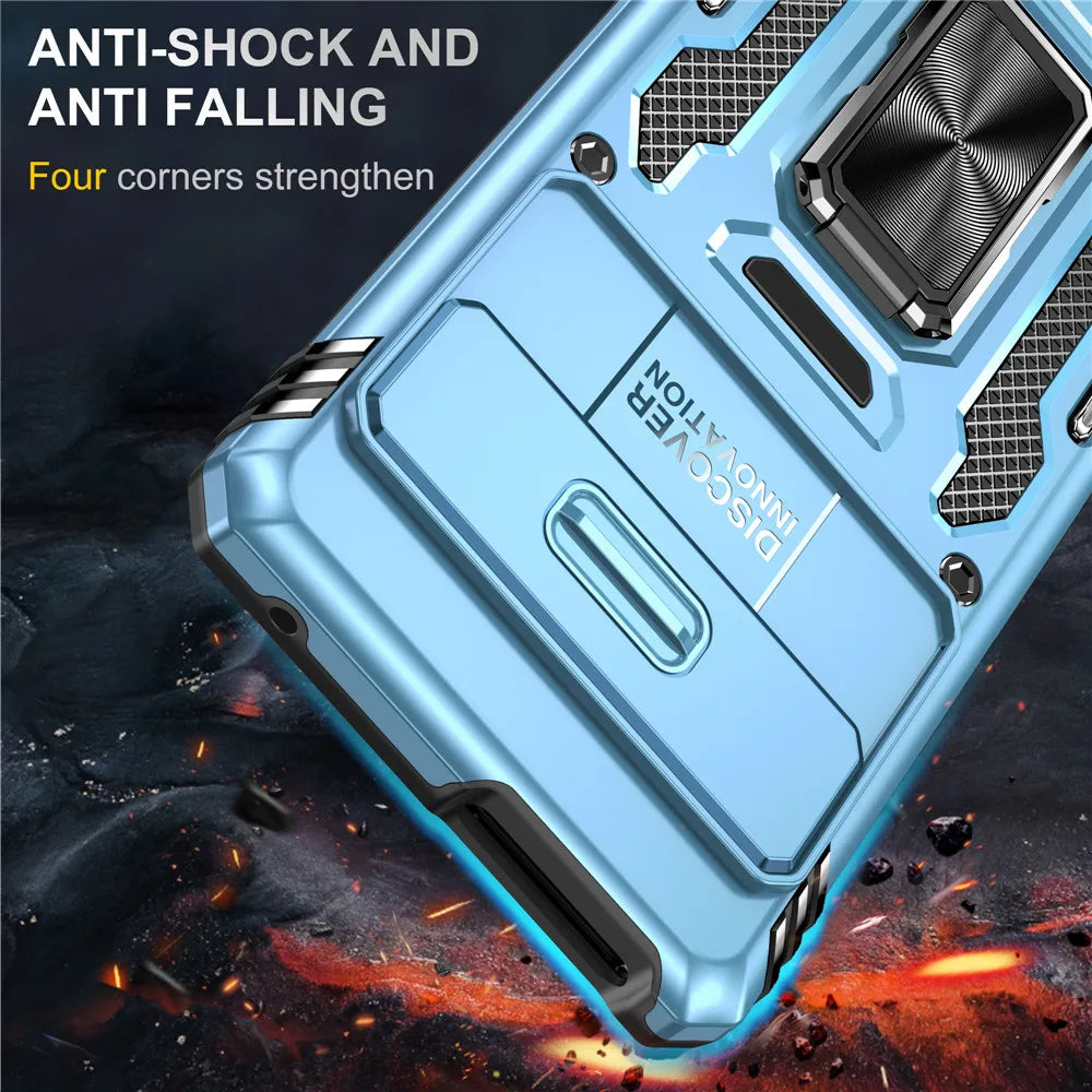 Rugged Armor Case with Camera Cover & Kickstand for Google Pixel 10 / 9 / 8