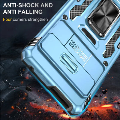 Rugged Armor Case with Camera Cover & Kickstand for Google Pixel 10 / 9 / 8