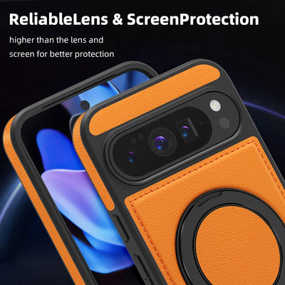 Leather Ring Case with Stand for Google Pixel 10 / 9 / 8