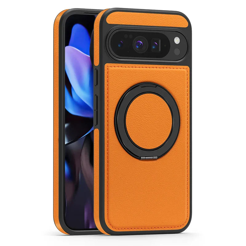 Leather Ring Case with Stand for Google Pixel 10 / 9 / 8