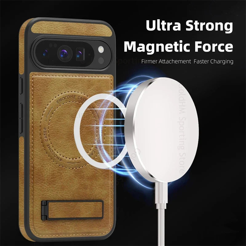 Leather Magnetic Case with Stand for Google Pixel 10