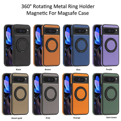 Leather Ring Case with Stand for Google Pixel 10 / 9 / 8