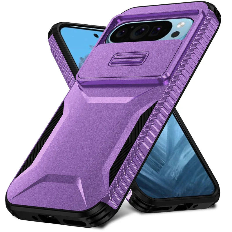 Rugged Armor Case with Slide Camera for Google Pixel 10 / 9 / 8