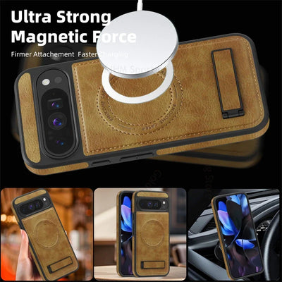 Leather Magnetic Case with Stand for Google Pixel 10