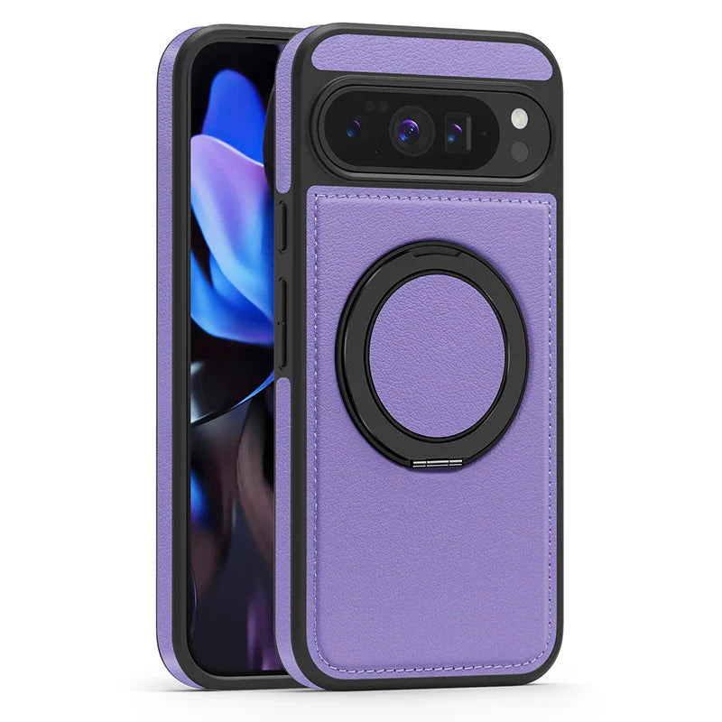 Leather Ring Case with Stand for Google Pixel 10 / 9 / 8