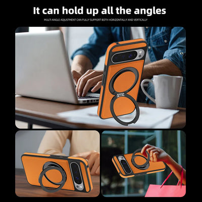 Leather Ring Case with Stand for Google Pixel 10 / 9 / 8