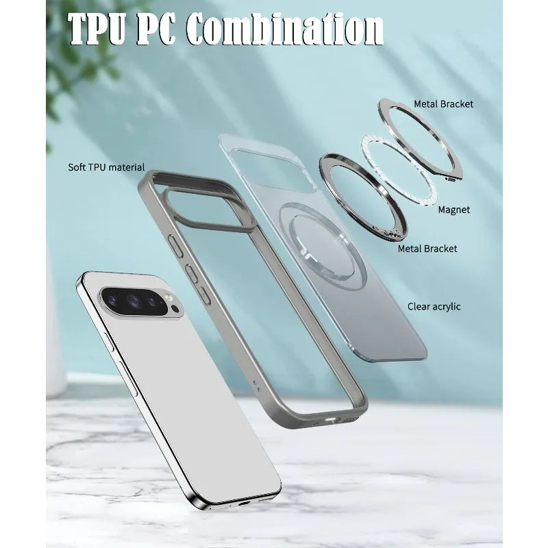 Clear Magnetic Ring Kickstand Case for Google Pixel 10 / 9