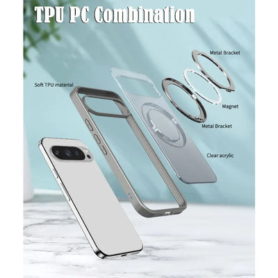 Clear Magnetic Ring Kickstand Case for Google Pixel 10 / 9