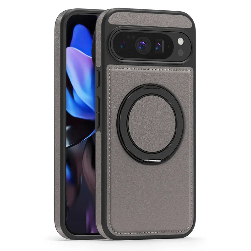 Leather Ring Case with Stand for Google Pixel 10 / 9 / 8