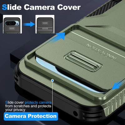 Rugged Armor Case with Slide Camera for Google Pixel 10 / 9 / 8