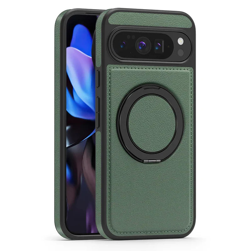 Leather Ring Case with Stand for Google Pixel 10 / 9 / 8