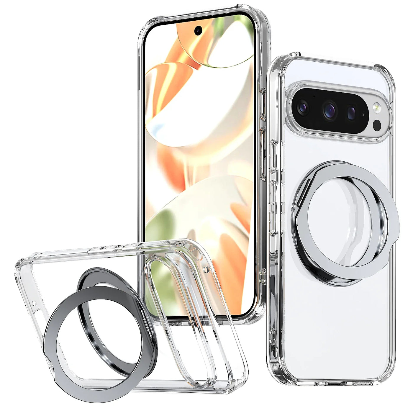 Clear Magnetic Ring Kickstand Case for Google Pixel 10 / 9