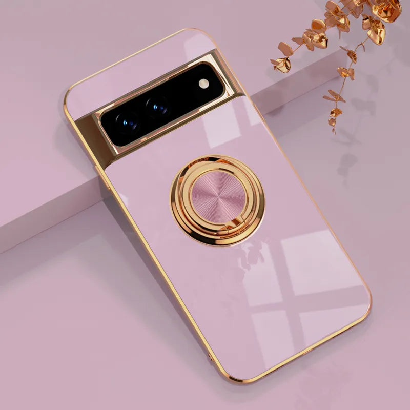 Luxury Electroplating Case with Ring Holder for Google Pixel 8 / 8 Pro