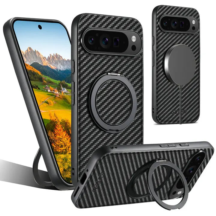 Leather Magnetic Ring Stand Case for Google Pixel 10 / 9 / 8