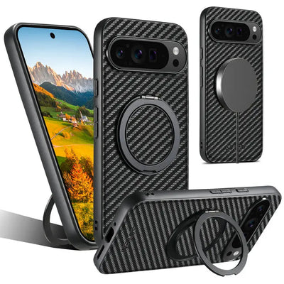 Leather Magnetic Ring Stand Case for Google Pixel 10 / 9 / 8
