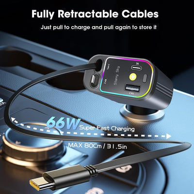 5 in 1 Retractable Car Charger - The Pixel Store